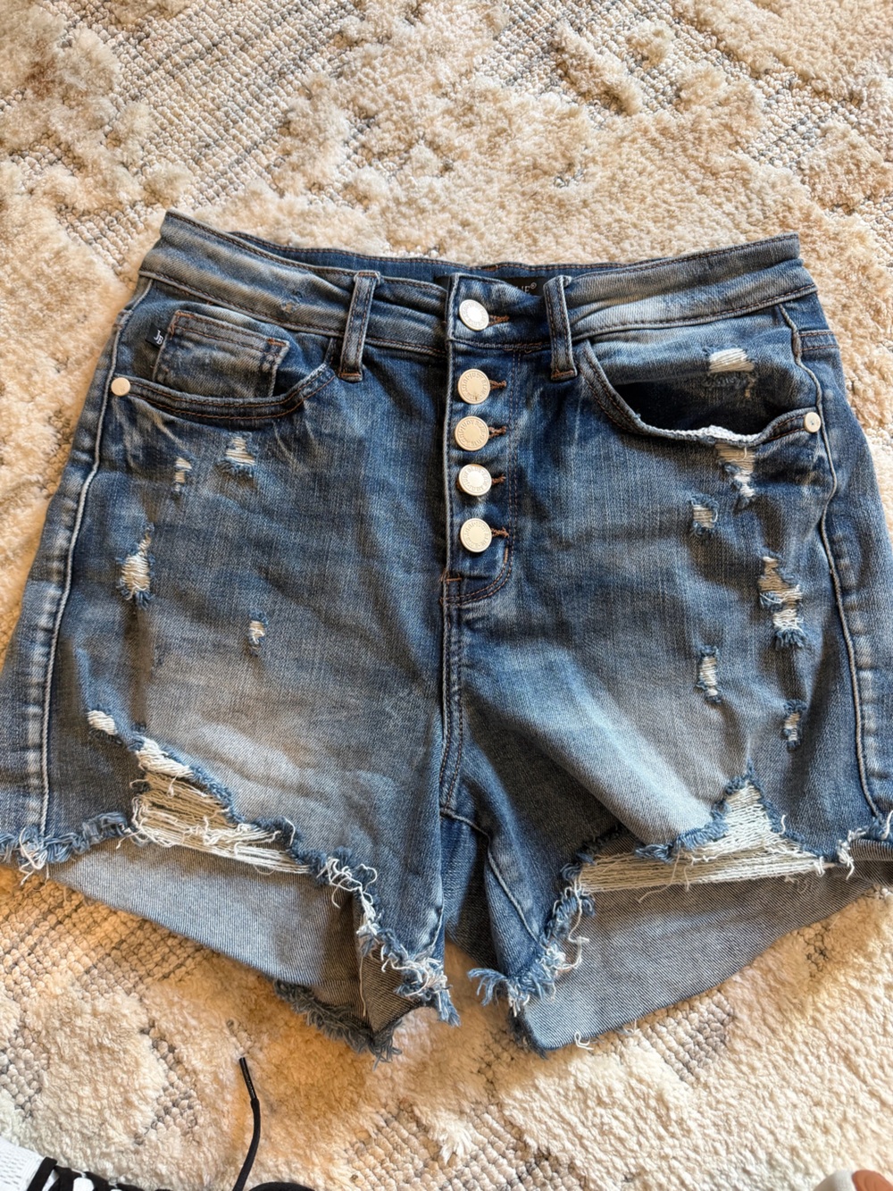 Judy Blue High-Rise Distressed Women’s Denim Shorts - Blue
